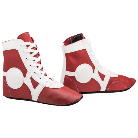 Купить Обувь для самбо SM-0102, кожа, красный Rusco в Новаяладоге 