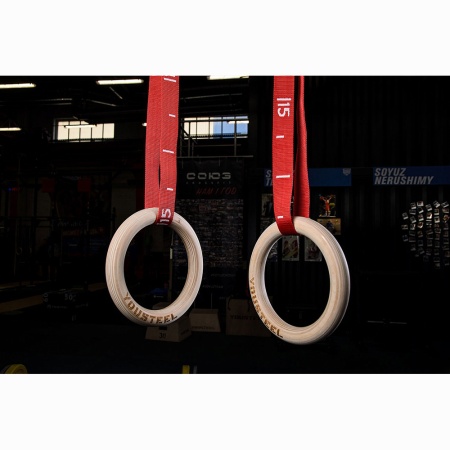 Купить Кольца гимнастические 32 мм красные стропы в Новаяладоге 